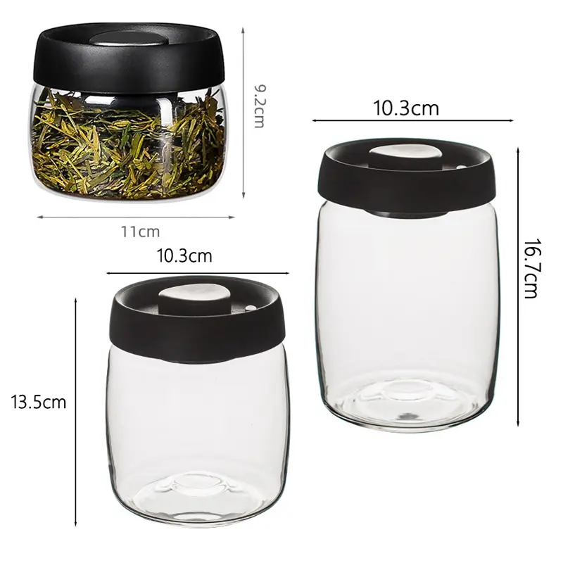 350ml/750ml/1000ml Kitchen Food Grains Candy Keep Fresh Storage Jar Vacuum Storage Container Food Storage Bottle Home Glassware