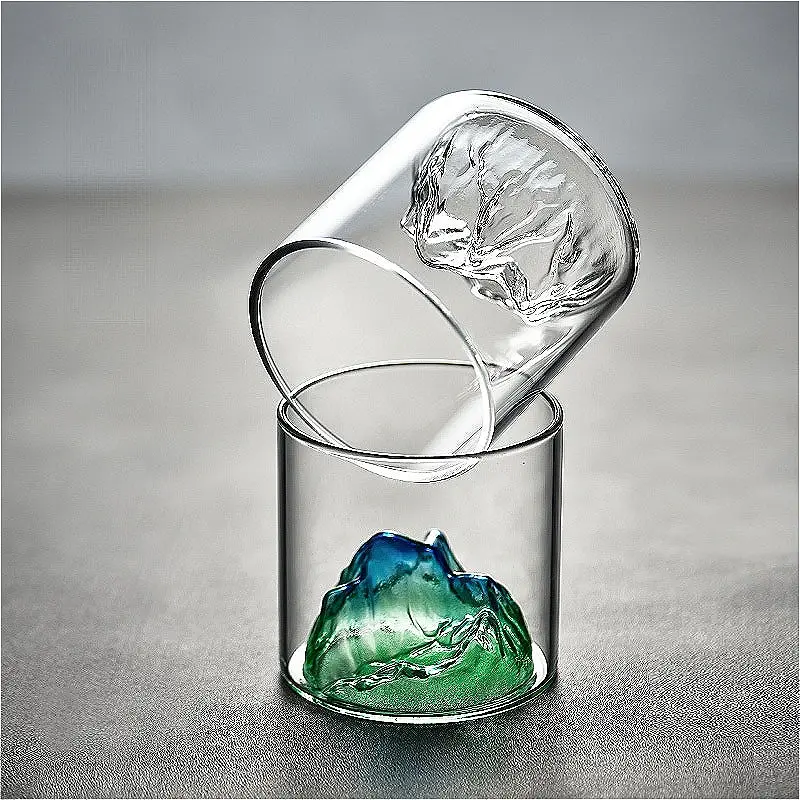 170ml/320ml Luxury Wine Glasses Multiple Colored Glass Cups Creative Mountain View Cup Exquisite Water Bottle Outdoor Tableware