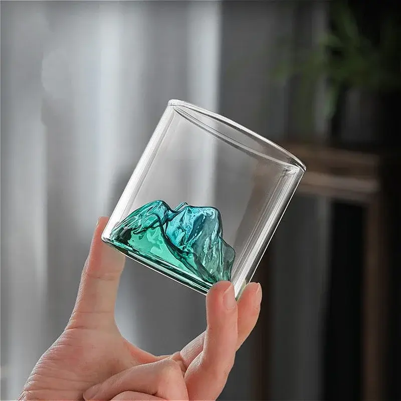 170ml/320ml Luxury Wine Glasses Multiple Colored Glass Cups Creative Mountain View Cup Exquisite Water Bottle Outdoor Tableware