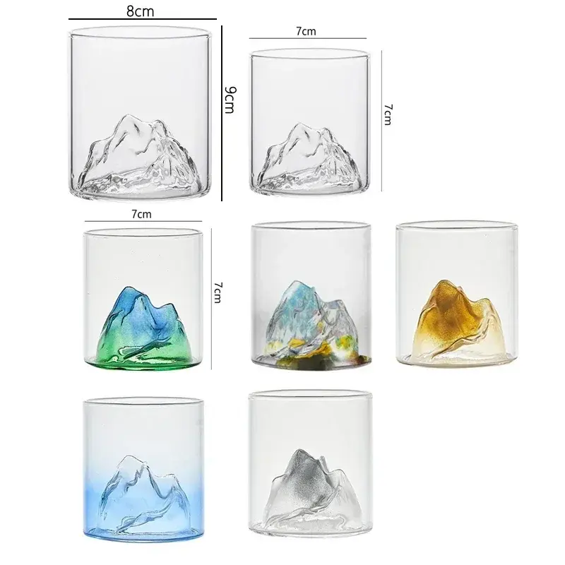 170ml/320ml Luxury Wine Glasses Multiple Colored Glass Cups Creative Mountain View Cup Exquisite Water Bottle Outdoor Tableware