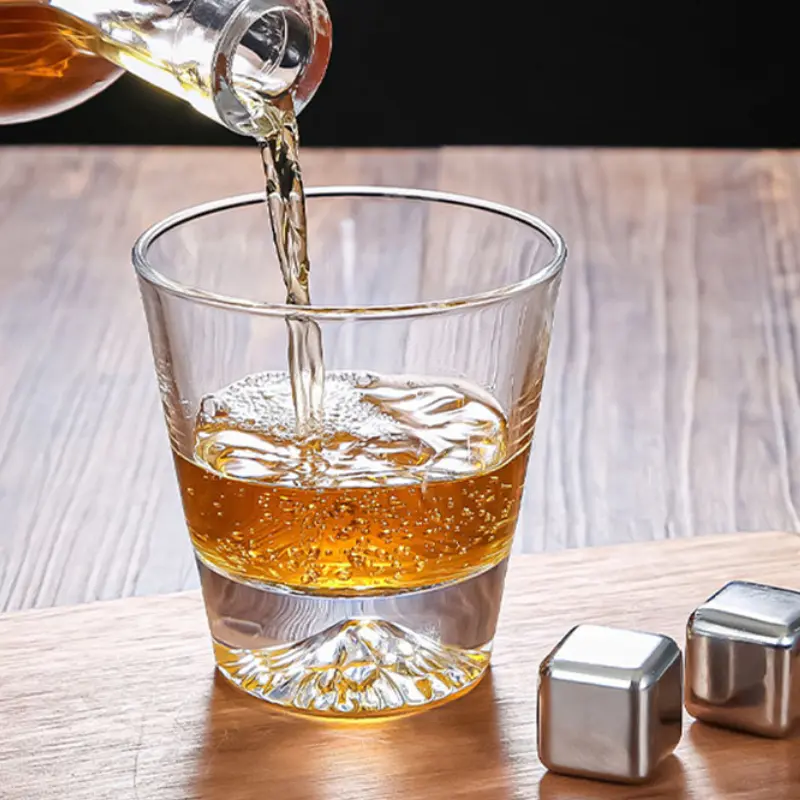 4pcs Set 10.7oz 310ml Japanese Mount Fuji Cup Whiskey Foreign Wine Brandy Glasses Household Creative Snow Mountain Mug Drinkware