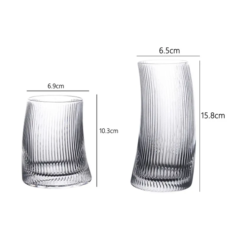11.7oz/17.2oz Striped Glass Cup Creative Cocktail Glass Mojito Cup Soda Water Cold Drink Cups Transparent Juice Beverage Mugs