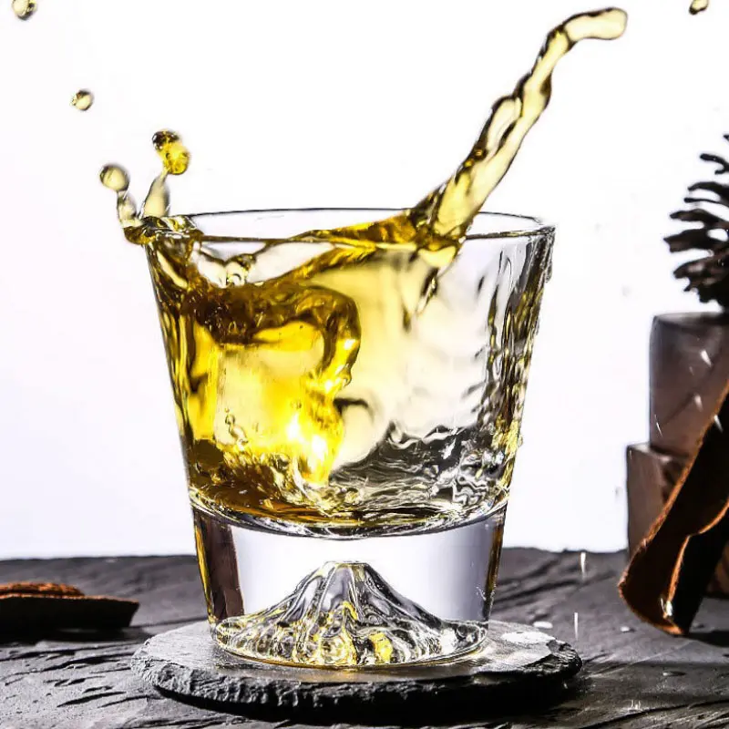 4pcs Set 10.7oz 310ml Japanese Mount Fuji Cup Whiskey Foreign Wine Brandy Glasses Household Creative Snow Mountain Mug Drinkware
