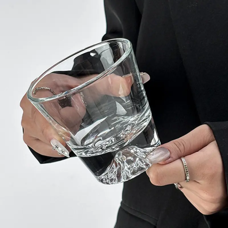 4pcs Set 10.7oz 310ml Japanese Mount Fuji Cup Whiskey Foreign Wine Brandy Glasses Household Creative Snow Mountain Mug Drinkware