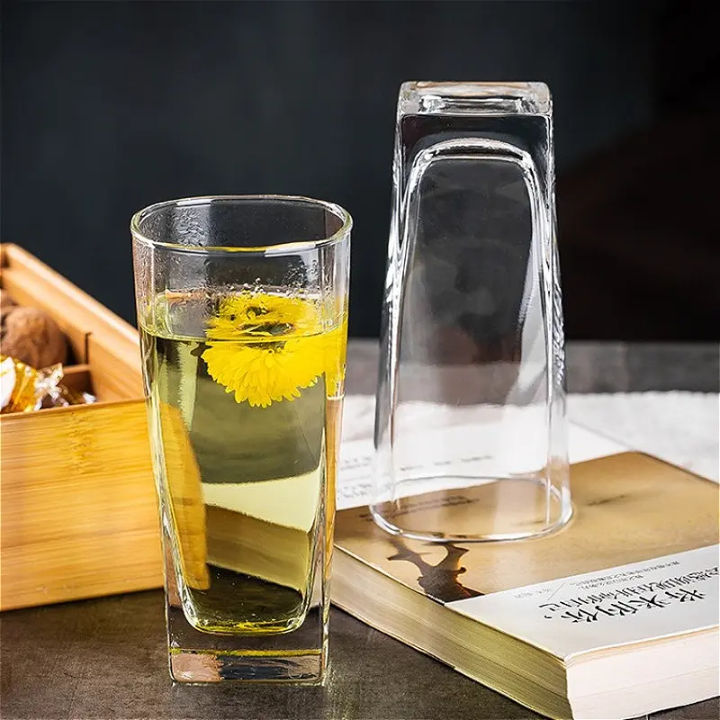 220ml/260ml Cocktail Glass 2pcs Sets Mojito Cup Straight Glass Cup Juice Beverage Cups Home Thick Bottomed Wine Glass Tumbler