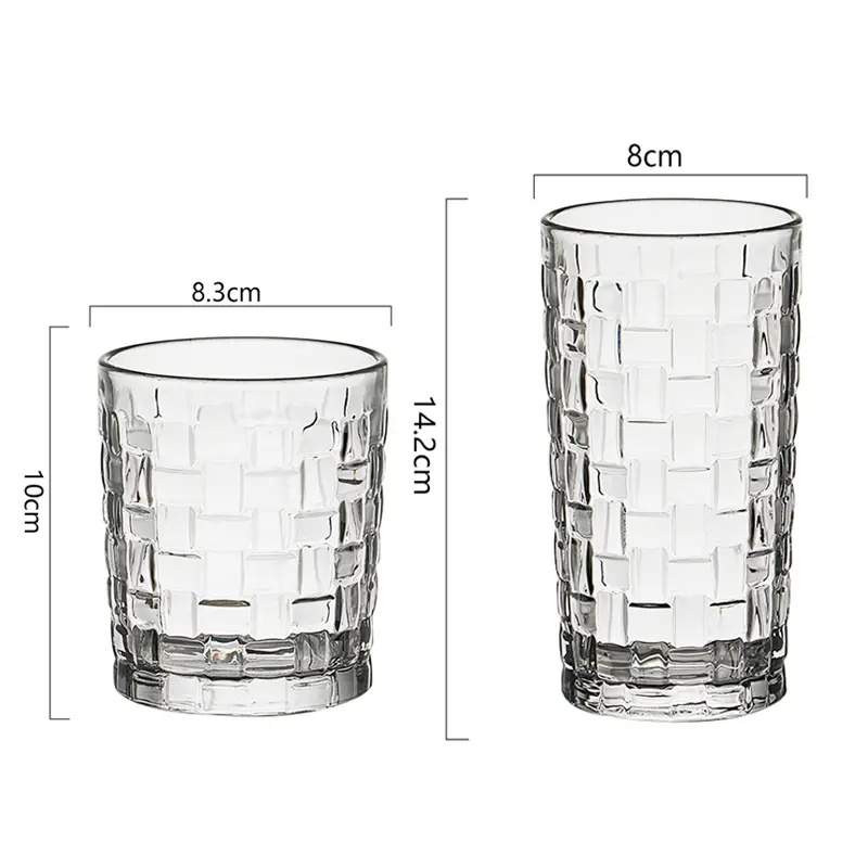 330ml/410ml Rattan Woven Patterned Wine Glass Household Embossed Glass Cup Transparent Water Bottle Cold Drinking Cup Mojito Mug