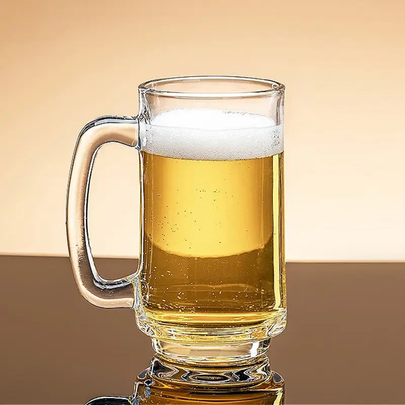 Exquisite Craft Beer Glass Large Capacity Wheat Beer Glass Home Hot Tea Cup Transparent Beverage Cup with Handle Water Bottle