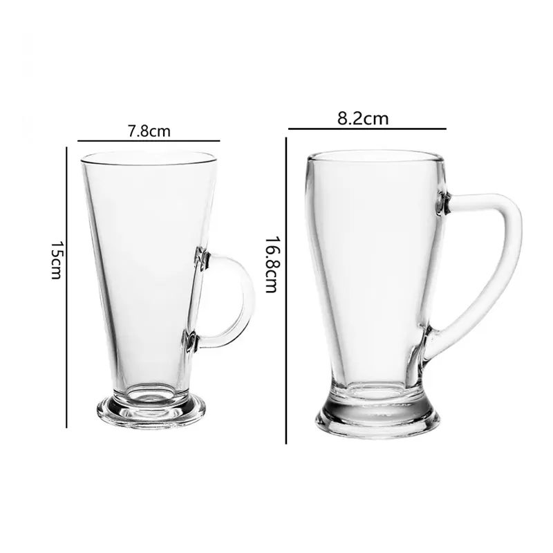 280ml/430ml Creative Cocktail Glass with Handle Juice Milk Tea Beverage Cups Milkshake Mug Iced Coffee Latte Cups Water Bottle