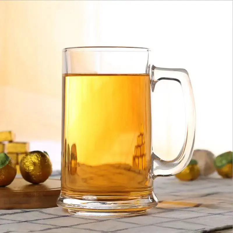Exquisite Craft Beer Glass Large Capacity Wheat Beer Glass Home Hot Tea Cup Transparent Beverage Cup with Handle Water Bottle