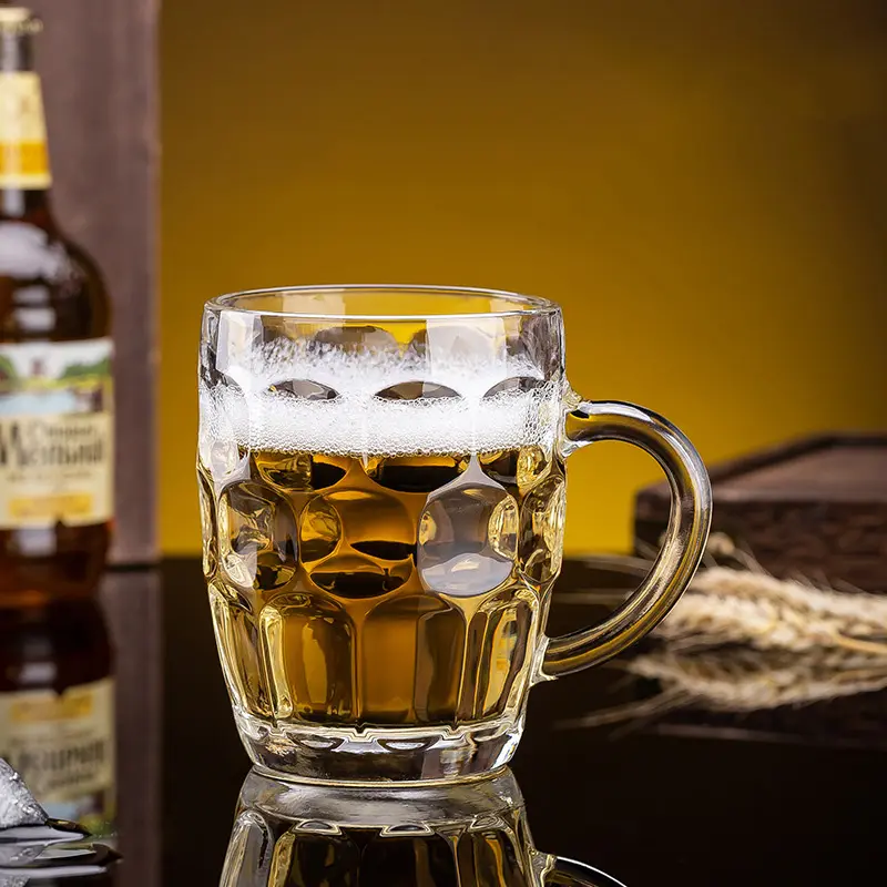 Exquisite Craft Beer Glass Large Capacity Wheat Beer Glass Home Hot Tea Cup Transparent Beverage Cup with Handle Water Bottle