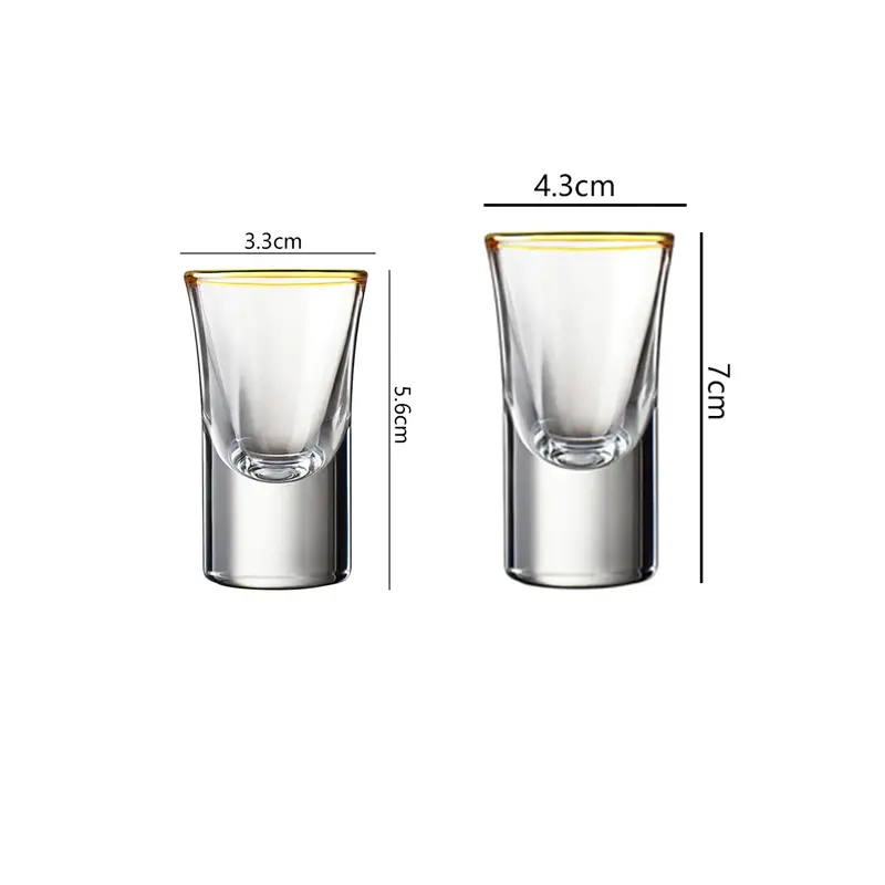 6pcs Sets Luxury Vodka Glass Bar Tools Elegant Golden Edged Small Wine Glass Transparent Thick Bottom Baijiu Cup Wine Utensils