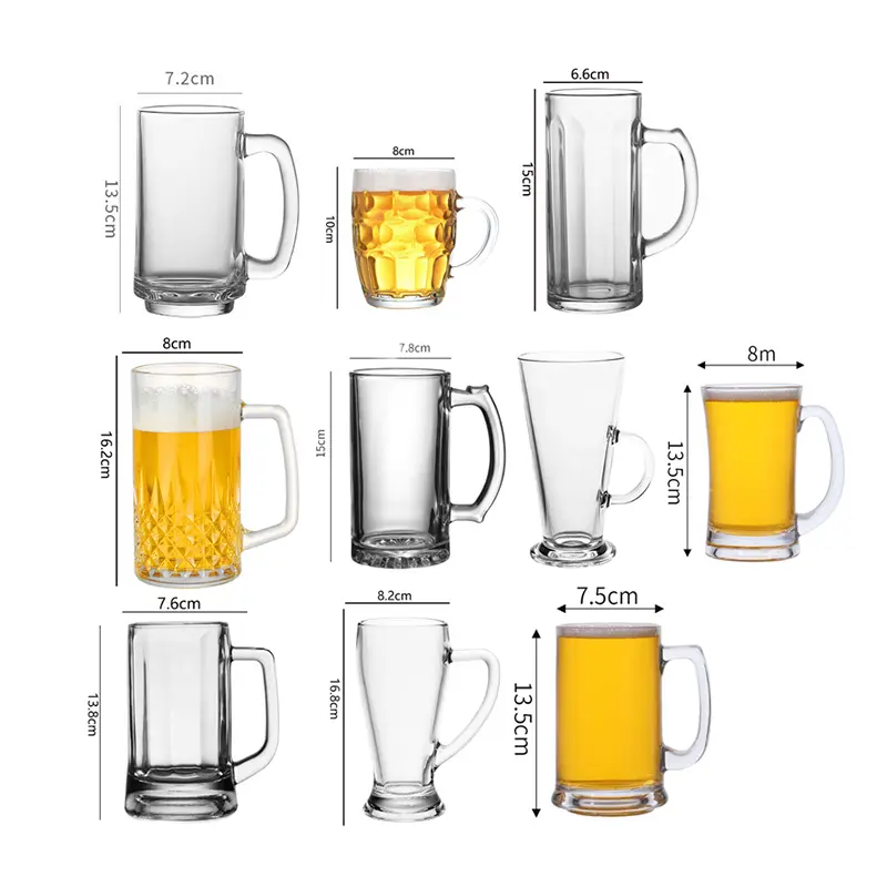 Exquisite Craft Beer Glass Large Capacity Wheat Beer Glass Home Hot Tea Cup Transparent Beverage Cup with Handle Water Bottle