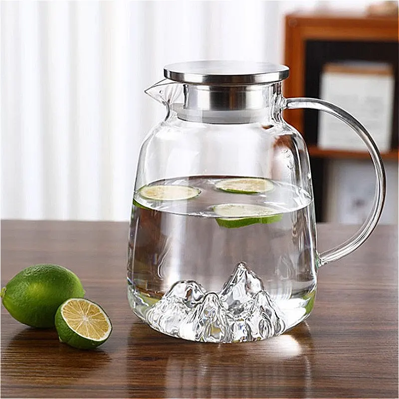 1800ml/2000ml Cold Water Kettle Cold Brewing Pot Large Capacity Heat-resistant Glass Teapot Water Kettle Household Accessories