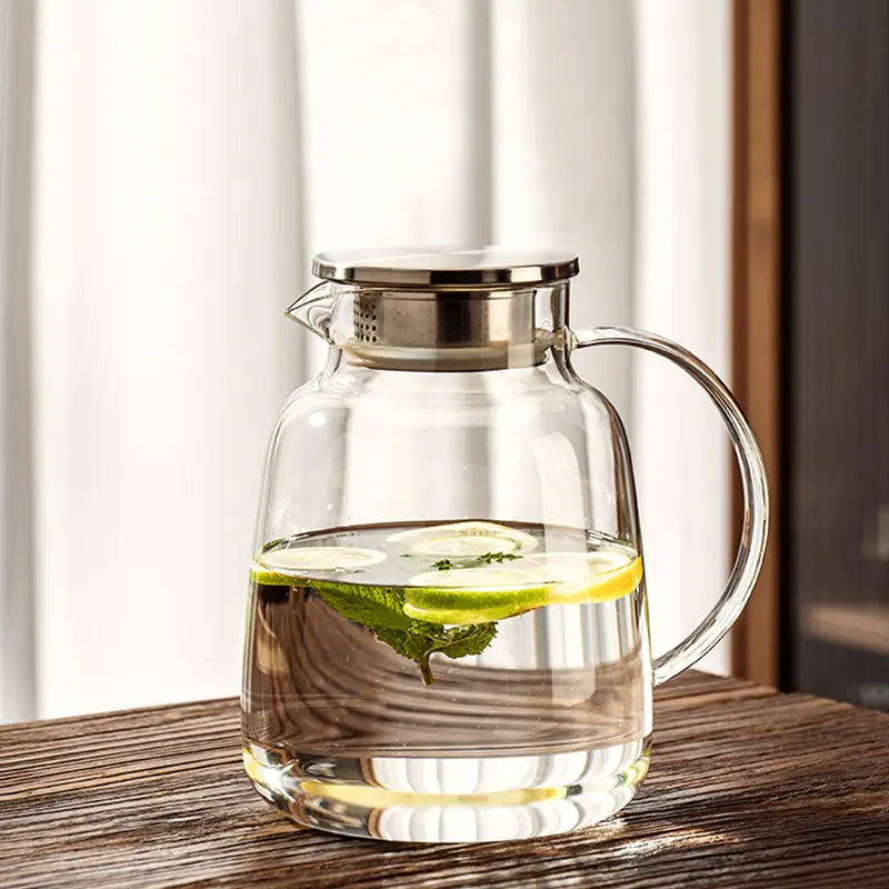 1800ml/2000ml Cold Water Kettle Cold Brewing Pot Large Capacity Heat-resistant Glass Teapot Water Kettle Household Accessories