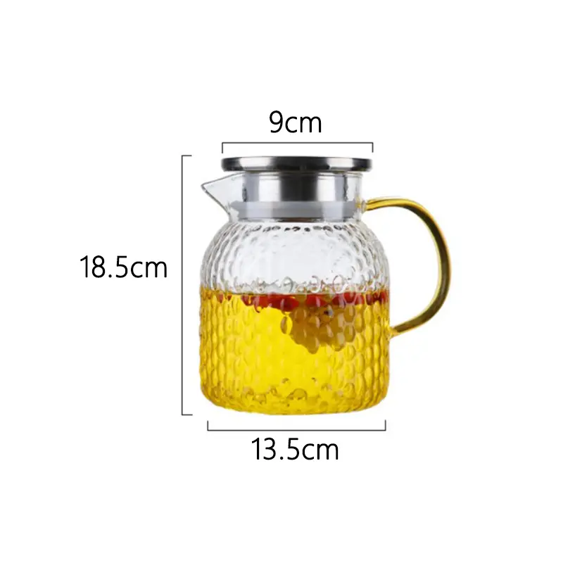 1800ml/2000ml Cold Water Kettle Cold Brewing Pot Large Capacity Heat-resistant Glass Teapot Water Kettle Household Accessories
