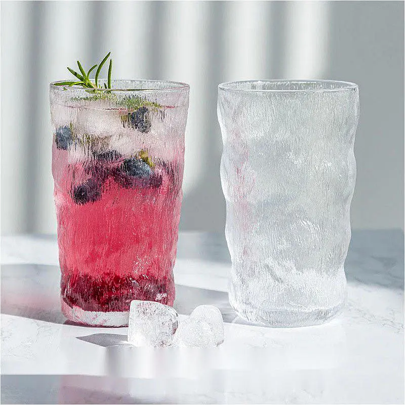 280ml/330ml Glacier Pattern Water Bottle Creative Cocktail Glass Beverage Mug Ins Style Iced Coffee Cup Suitable for Gift Giving