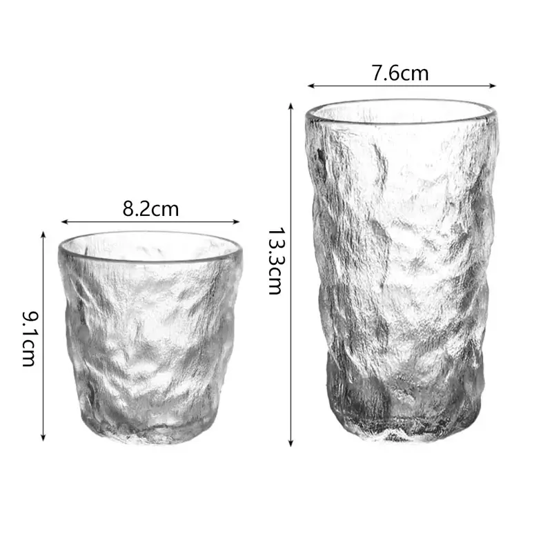 280ml/330ml Glacier Pattern Water Bottle Creative Cocktail Glass Beverage Mug Ins Style Iced Coffee Cup Suitable for Gift Giving