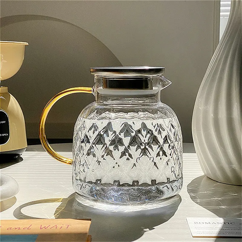 Cold Water Kettle Household Heat-resistant Glass Pot Luxury Lemon Water Kettle Art Design Cold Bubble Pot Cooling Water Bottle