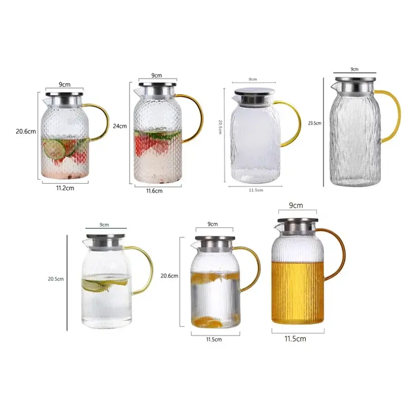 Multiple Capacity Cold Water Bottles Water Kettle Beverage Pot Exquisite Glassware Large Capacity Cold Brewing Pot with Handle