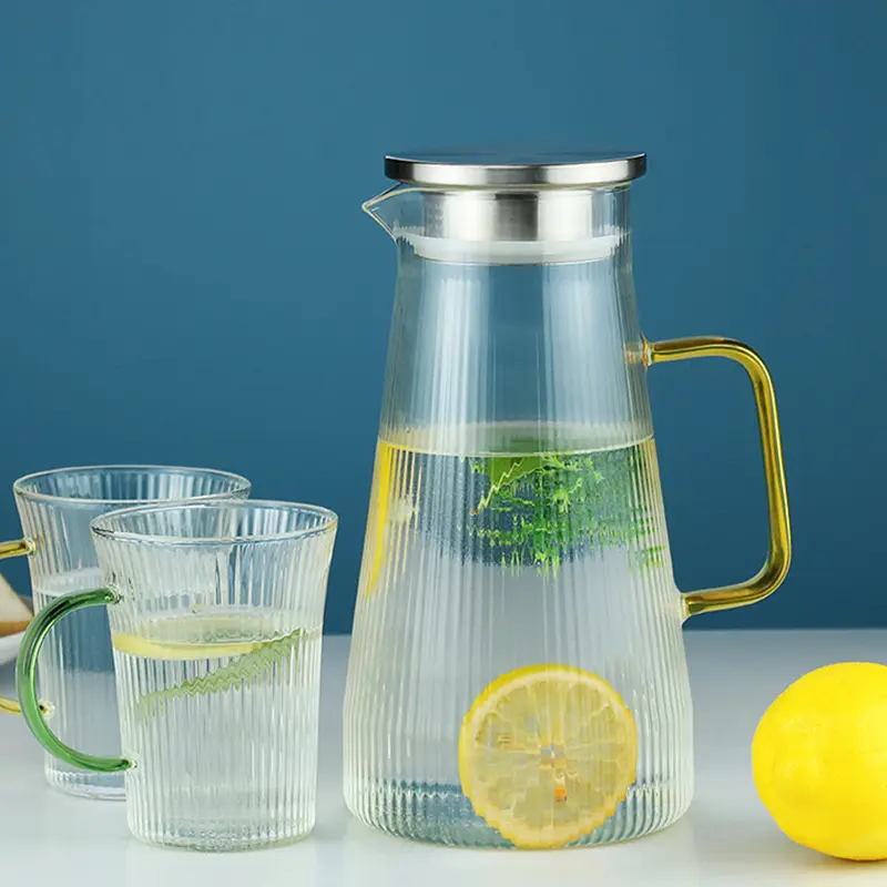Cold Water Kettle Household Heat-resistant Glass Pot Luxury Lemon Water Kettle Art Design Cold Bubble Pot Cooling Water Bottle