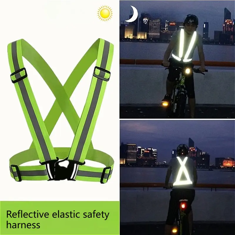 Outdoor Night Walking Safety Vests Highlight Adjustable Reflective Vest Biking Safety Straps Outdoor Sports Tools Accessories