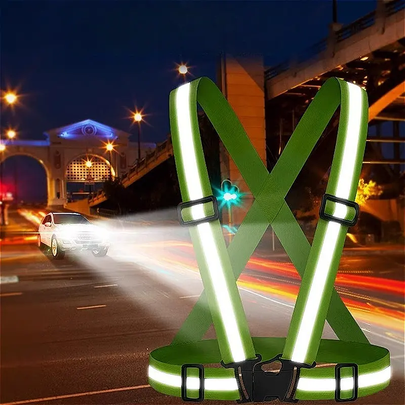 Outdoor Night Walking Safety Vests Highlight Adjustable Reflective Vest Biking Safety Straps Outdoor Sports Tools Accessories