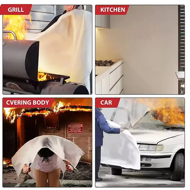 Fire Blanket Flame Retardant Blanket Emergency Escape Blanket Flame Retardant Suppression Blanket Kitchen Safety Survival Cover