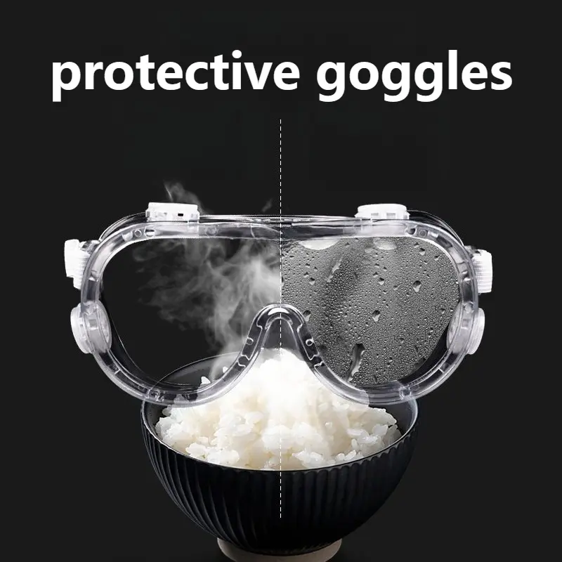Safety Goggles Wide-Vision Adjustable Protection Clear Lens Anti Fog Goggles Soft Lightweight Eyewear Safety Chemical Goggles