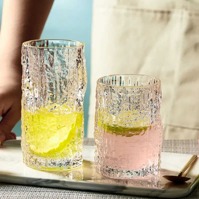 240ml/340ml Tree Pattern Glass Cup Creative Transparent Cocktail Mojito Cups Light Luxury Whiskey Brandy Glasses Exquisite Gifts