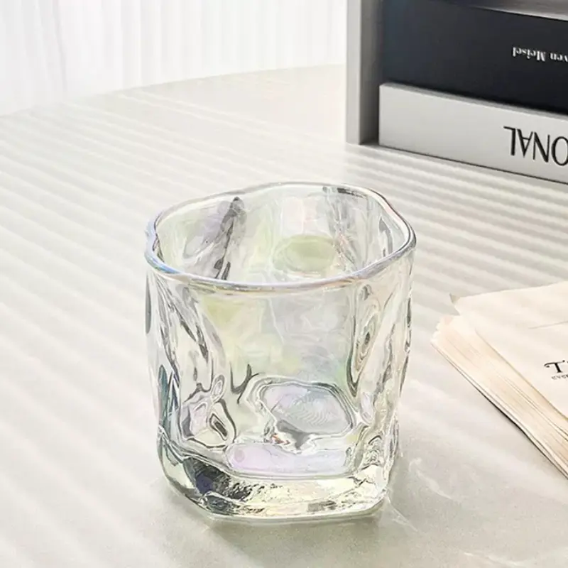 280ml 9.7oz Creative Irregular Glass Cup Art Design Whiskey Cocktail Glasses Juice Cold Drink Cups Lemon Water Milk Coffee Mugs