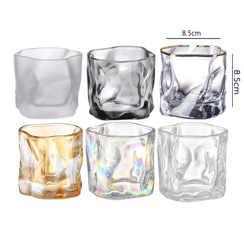 280ml 9.7oz Creative Irregular Glass Cup Art Design Whiskey Cocktail Glasses Juice Cold Drink Cups Lemon Water Milk Coffee Mugs