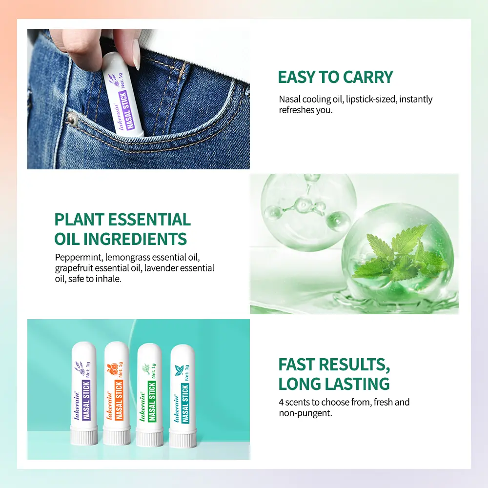 Nasal Stick 4 Pack Boom long lasting effect refreshing Stick Plant essential oil ingredients Nasal inhalation cooling oil  easy