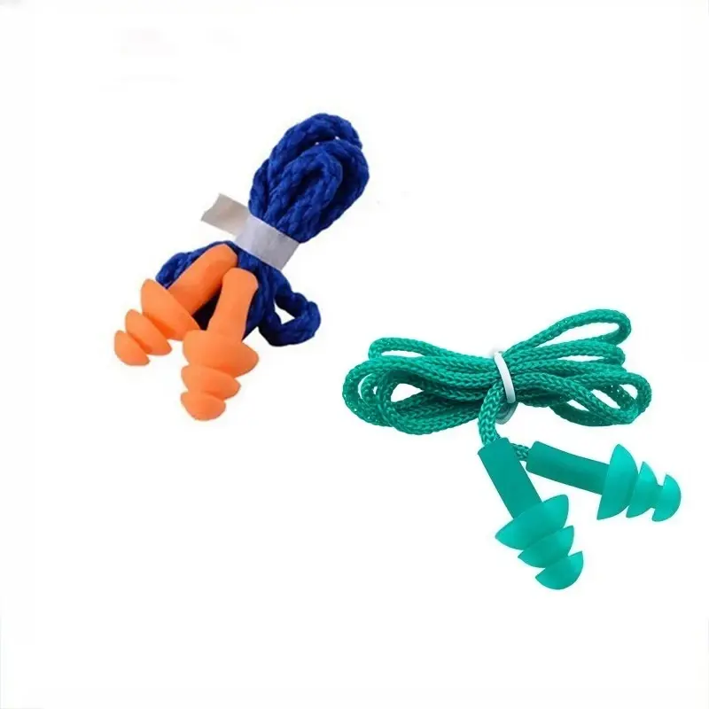 5pcs Noise Cancelling Ear Plugs Silicone Corded Ear Plugs Ears Protector Reusable Anti-Noise Earplugs Work Comfortable Ear Plugs