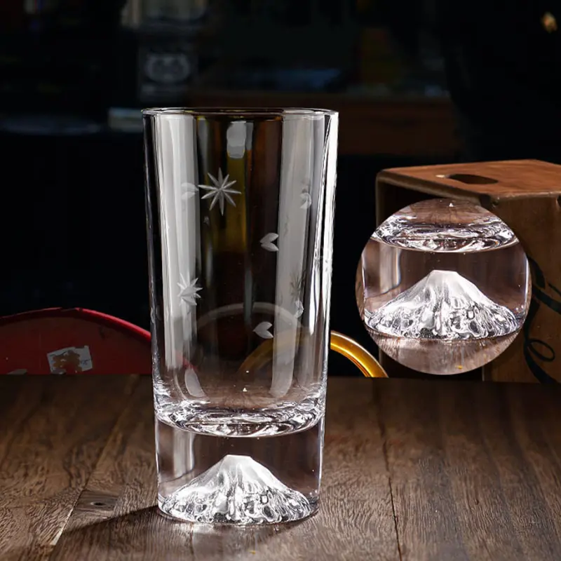 310ml/350ml Creative 2pcs Cocktail Glass Iceberg Cup Snowflake Patterned Wine Glass Elegant Tea Cup Heat-resistant Water Bottle