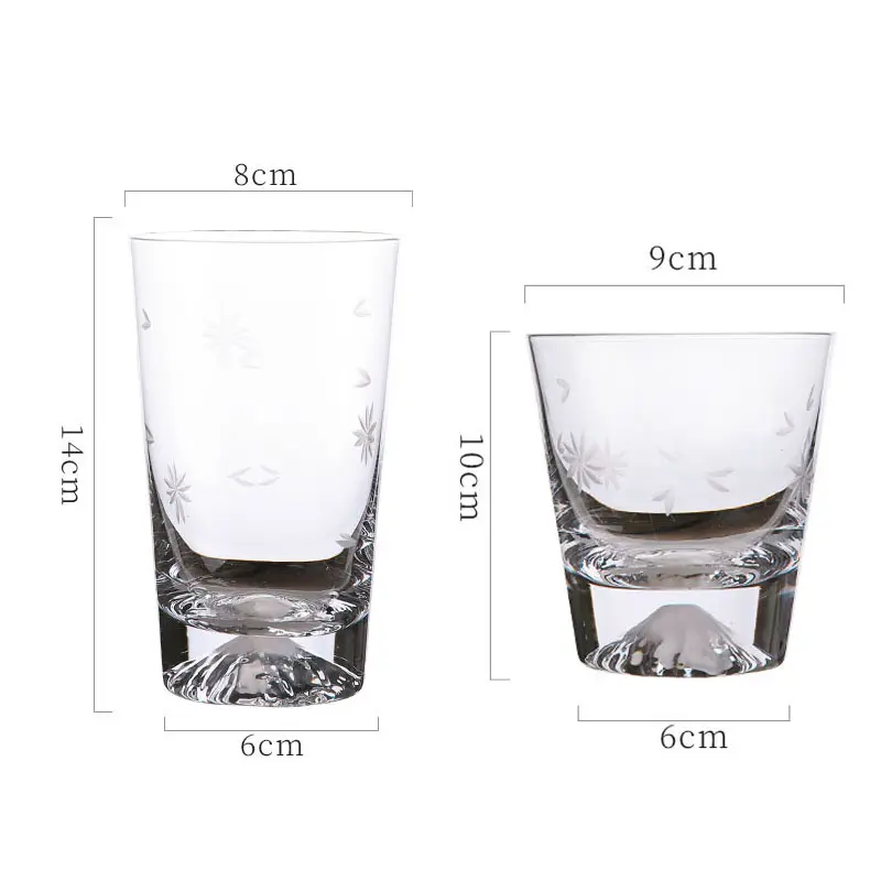 310ml/350ml Creative 2pcs Cocktail Glass Iceberg Cup Snowflake Patterned Wine Glass Elegant Tea Cup Heat-resistant Water Bottle