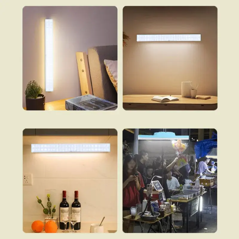 Cabinet Night Light LED Tubes with Hook Cabinet Light Adjustable Rechargeable Lamp Tube Portable Lamp Household Bedroom Wardrobe