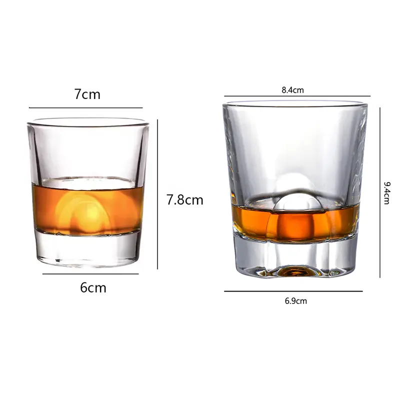 140ml/255ml Thick Bottomed Whiskey Glass Coffee Mug Party Bar Transparent Cocktail Brandy Glasses Household Beer Cup Drinkware