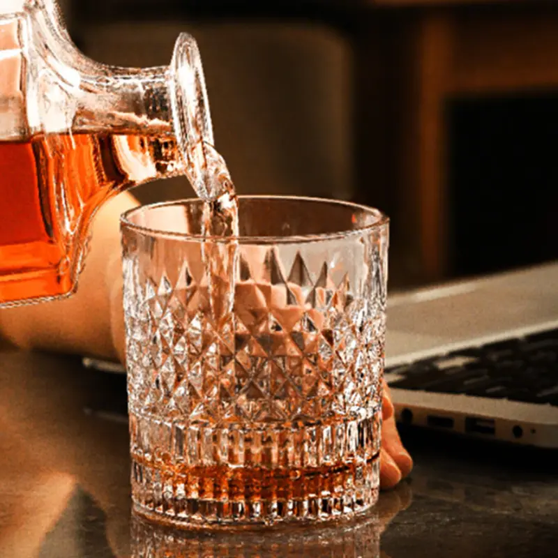 2pcs Set 11.6oz 335ml Whiskey Glass Classical Mug Transparent Drinkware Bar Creative Foreign Wine Brandy Glasses Cold Drink Cup