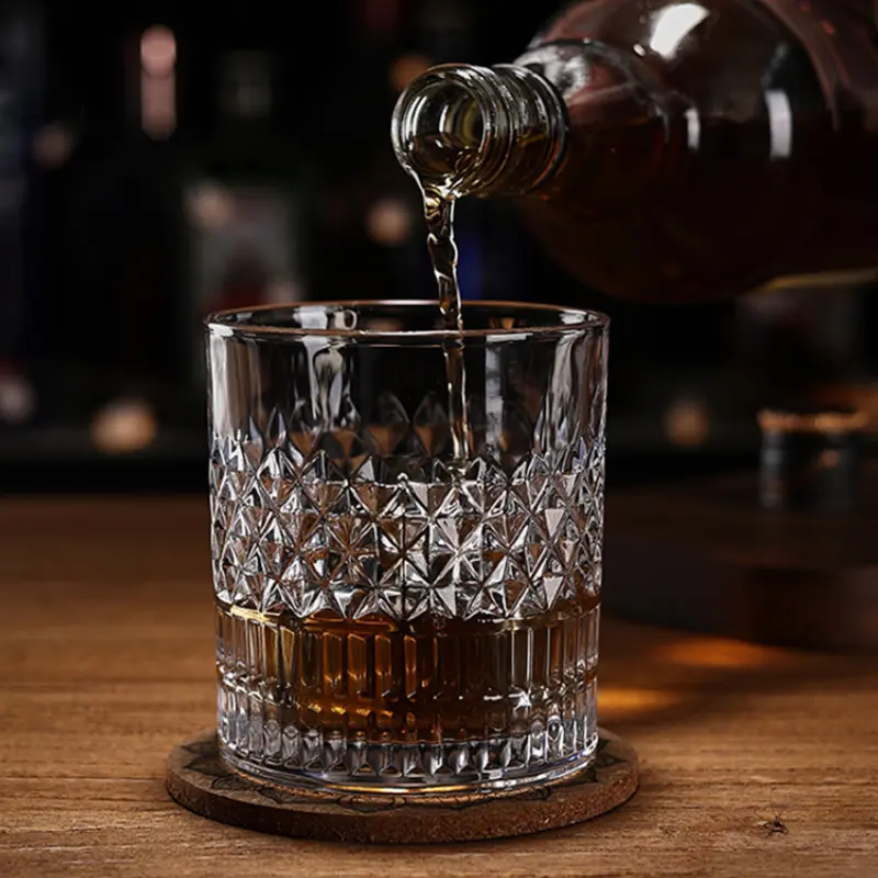 2pcs Set 11.6oz 335ml Whiskey Glass Classical Mug Transparent Drinkware Bar Creative Foreign Wine Brandy Glasses Cold Drink Cup