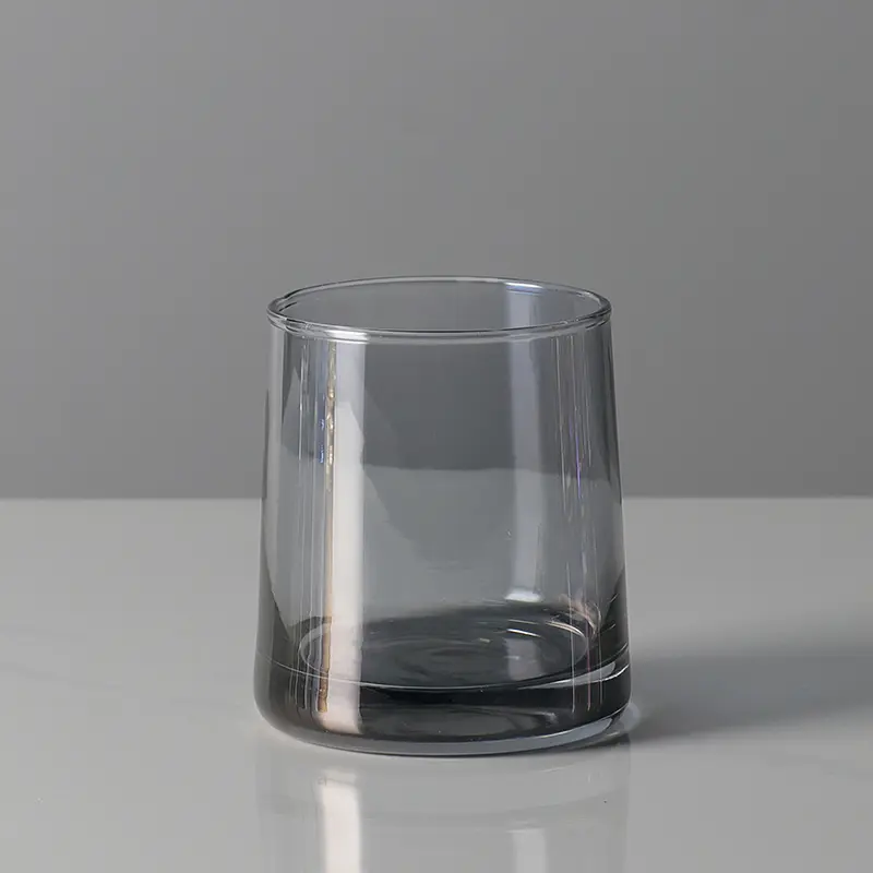 270ml 9.3oz Transparent/grey Glass Cup 2pcs Heat Resistant Tea Cup Juice Milk Lemon Water Mugs Party Simple Style Whiskey Glass