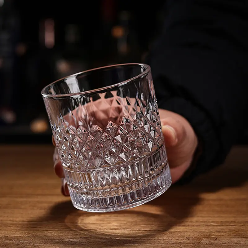 2pcs Set 11.6oz 335ml Whiskey Glass Classical Mug Transparent Drinkware Bar Creative Foreign Wine Brandy Glasses Cold Drink Cup