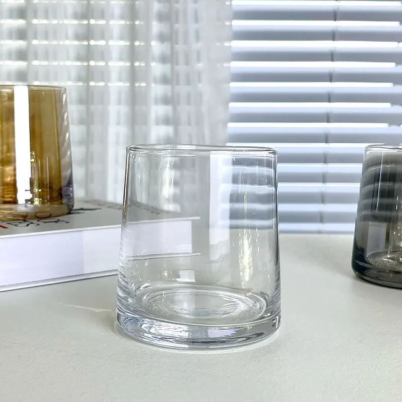270ml 9.3oz Transparent/grey Glass Cup 2pcs Heat Resistant Tea Cup Juice Milk Lemon Water Mugs Party Simple Style Whiskey Glass
