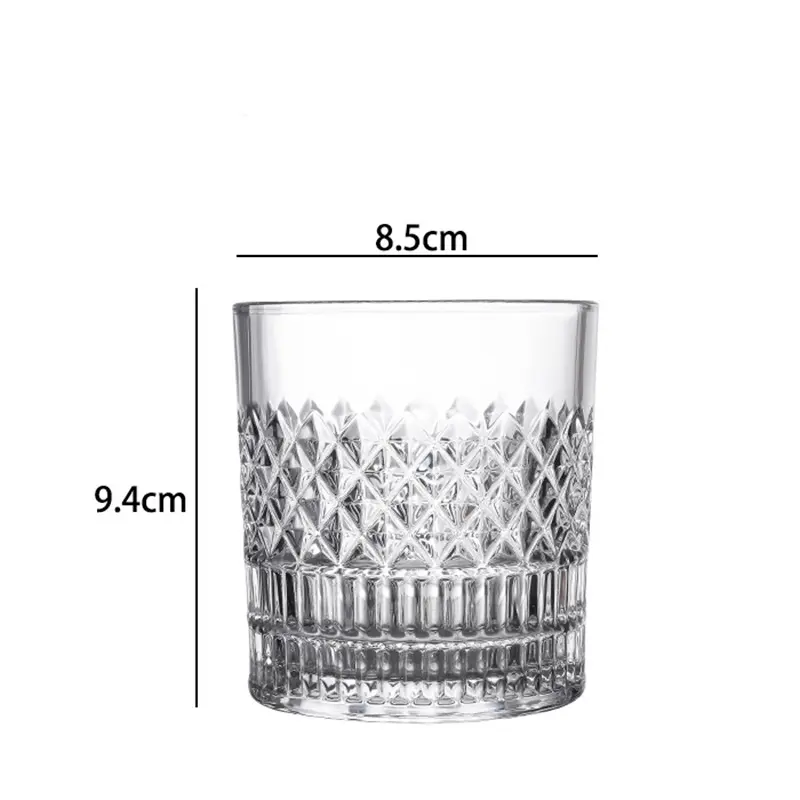 2pcs Set 11.6oz 335ml Whiskey Glass Classical Mug Transparent Drinkware Bar Creative Foreign Wine Brandy Glasses Cold Drink Cup