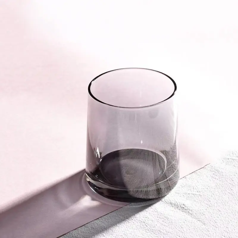 270ml 9.3oz Transparent/grey Glass Cup 2pcs Heat Resistant Tea Cup Juice Milk Lemon Water Mugs Party Simple Style Whiskey Glass