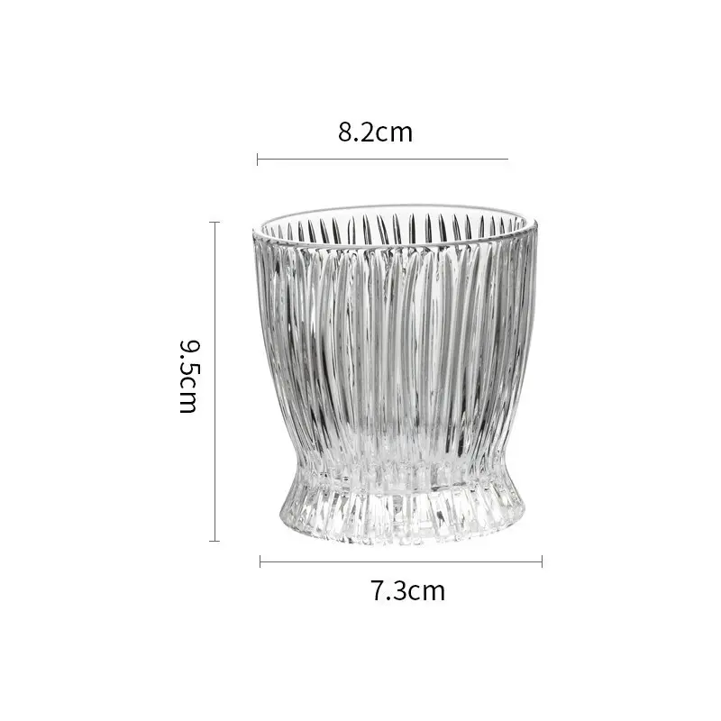 2pcs Set 280ml Household Small Slim Waist Striped Water Cup Simple Coffee Iced Latte Cups Drinkware Foreign Wine Whiskey Glasses