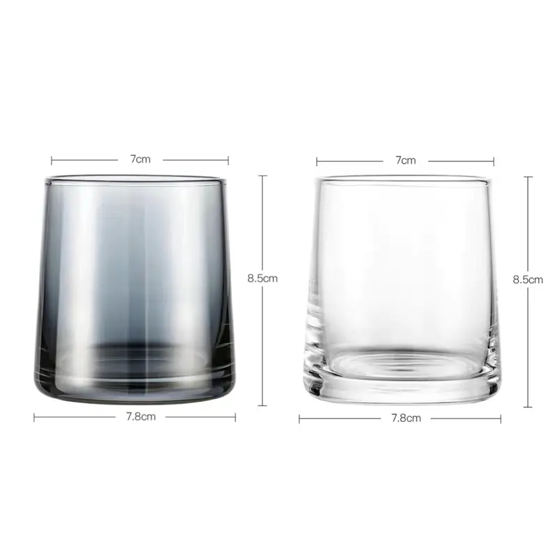 270ml 9.3oz Transparent/grey Glass Cup 2pcs Heat Resistant Tea Cup Juice Milk Lemon Water Mugs Party Simple Style Whiskey Glass