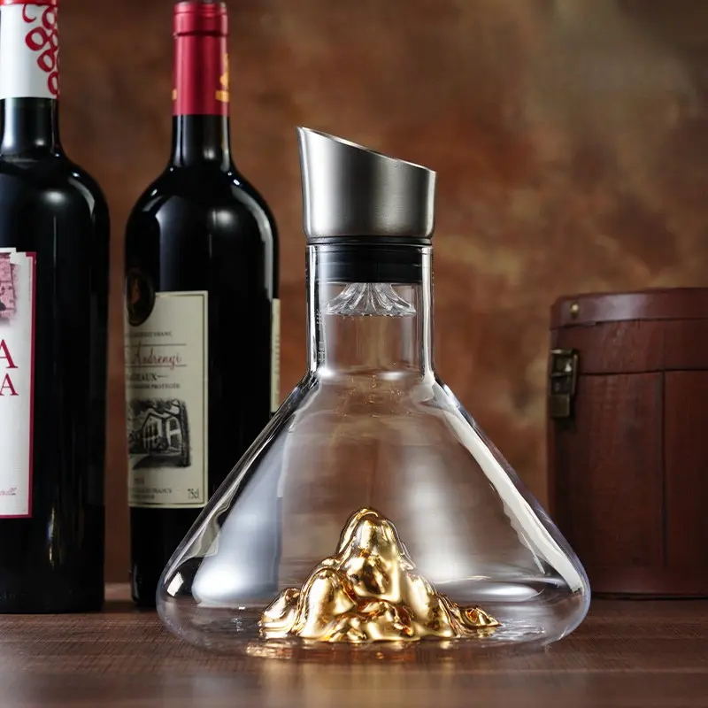 1450ml/1600ml Golden Mountain Shaped Wine Pot Wine Dispenser Luxury Wine Decanter Creative Mountain View Wine Pot Bar Glassware