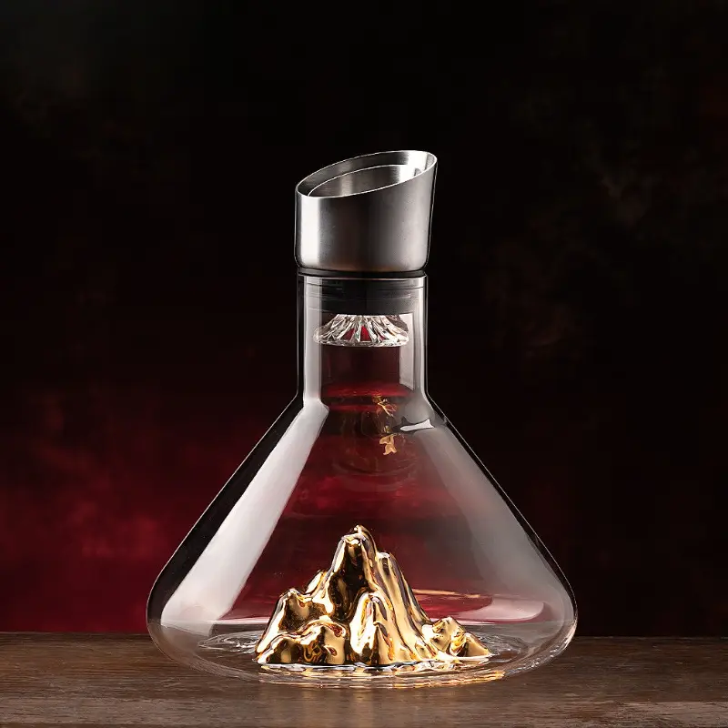 1450ml/1600ml Golden Mountain Shaped Wine Pot Wine Dispenser Luxury Wine Decanter Creative Mountain View Wine Pot Bar Glassware