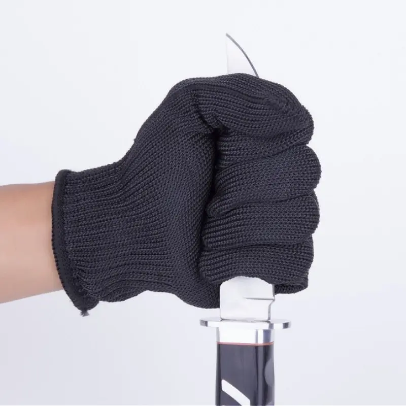 1 Pair Anti Cutting Gloves Black Self Defense Gloves Steel Wire Metal Mesh Gloves Security Protection Wear Resistant Work Gloves