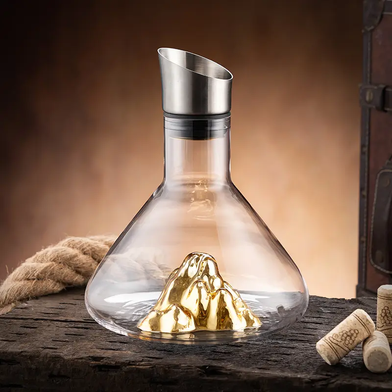 1450ml/1600ml Golden Mountain Shaped Wine Pot Wine Dispenser Luxury Wine Decanter Creative Mountain View Wine Pot Bar Glassware